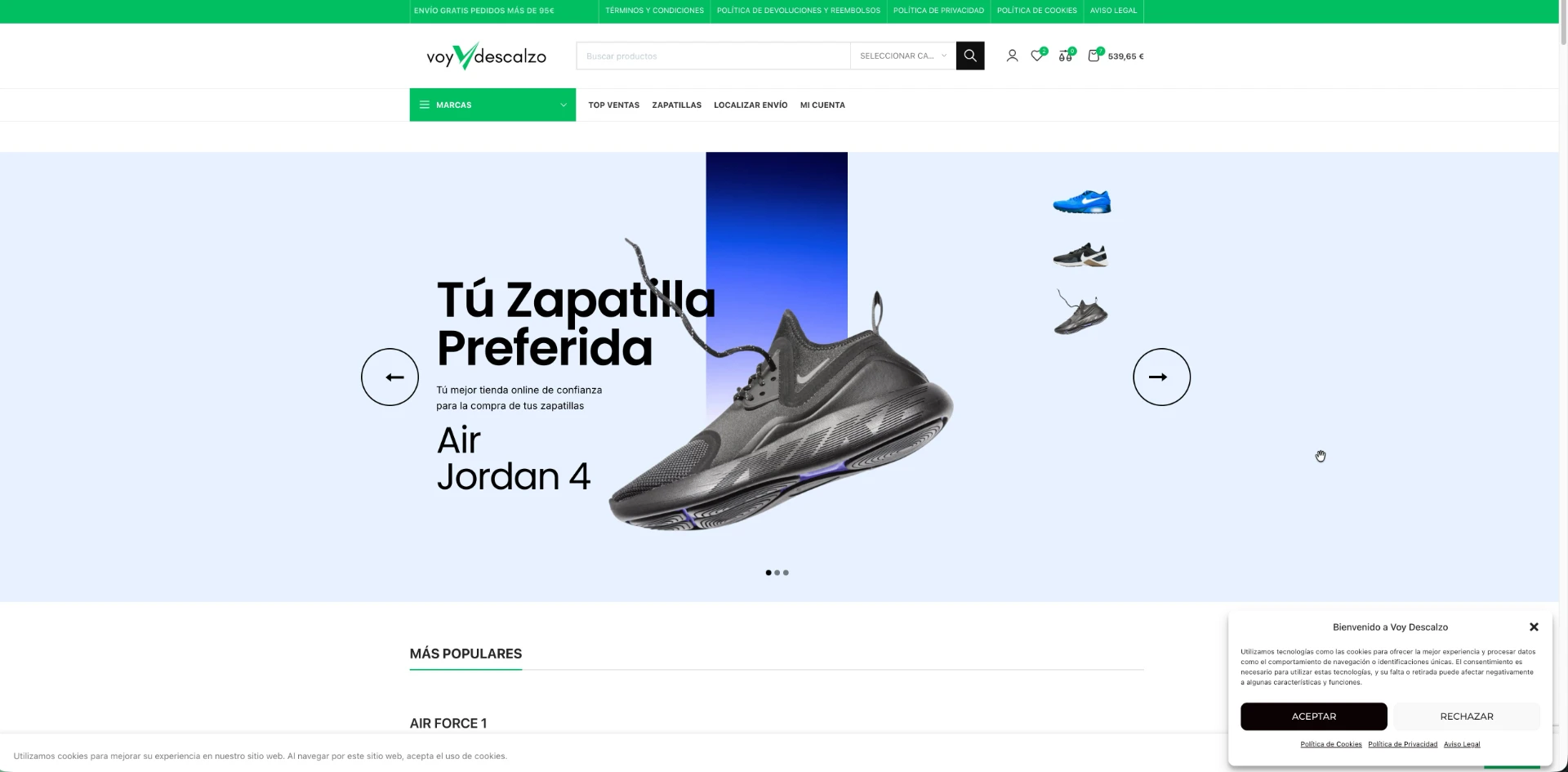 Captura de la web Voy Descalzo